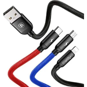 Počítačové příslušenství Datový kabel Baseus 3v1 USB/microUSB, Lightning, USB-C 1,2m 3,5A černý