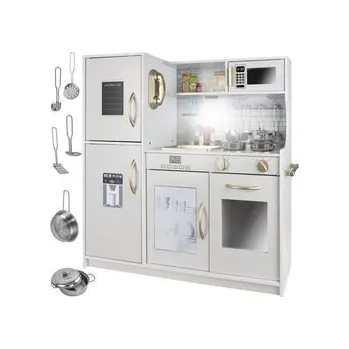 Dětská kuchyňka Dětská dřevěná kuchyňka s příslušenstvím XXL bílá, Kruzzel