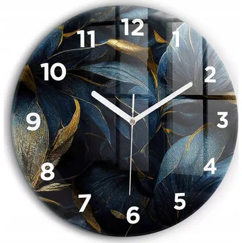 Hodiny Moderní skleněné nástěnné hodiny Dekorativní květy bílé ručičky průměr 60 cm