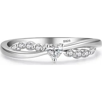 Prsten Fraise stříbrný prstýnek S925 srdíčko se zirkony, vel. 14