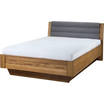 Postel Dvoulůžková postel Velvet II 74 140x200 z masivu s LED osvětlením a roštem dub Rustikal/šedá