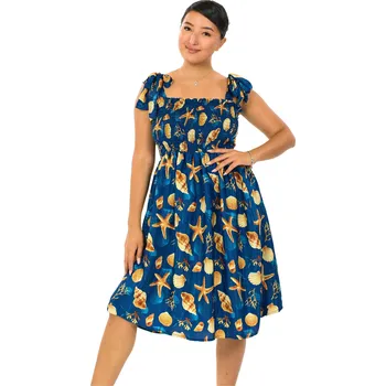 Dámské šaty Himalife Šaty-sukně 2v1 Nila Sea - modrá Velikost: XXL/3XL - Móda pro plnoštíhlé, Oblečení nadměrné velikosti