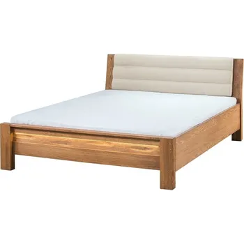 Postel Dvoulůžková postel Velvet II 76 160x200 z masivu s LED osvětlením dub Rustikal/béžová