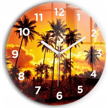 Hodiny Moderní skleněné nástěnné hodiny Thajsko pláž Klong Prao kulatý průměr 30 cm