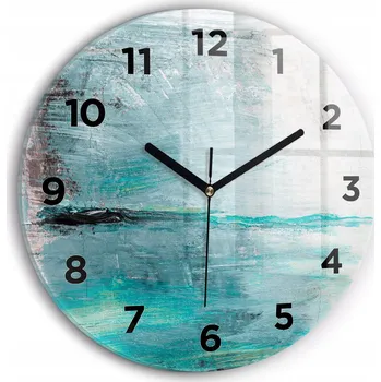 Hodiny Moderní skleněné nástěnné hodiny Olejová textura abstrakce kulatý průměr 30 cm
