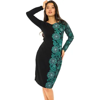 Dámské šaty Himalife Šaty Matira - černá s tyrkysovou Velikost: XXL - Móda pro plnoštíhlé, Oblečení nadměrné velikosti