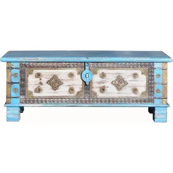 Truhla Vintage dřevěná truhla Macue Blue II 116cm mango