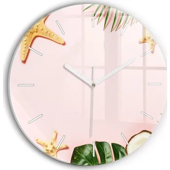 Hodiny Moderní skleněné foto hodiny na zeď tichý mechanismus Letní nálada průměr 30 cm