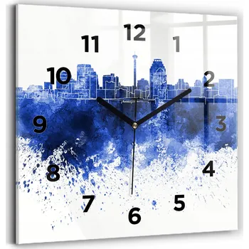 Hodiny Skleněné nástěnné hodiny do obýváku S Potiskem San Antonio akvarely 30x30 cm