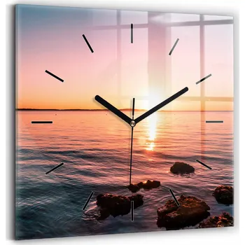 Hodiny Skleněné Hodiny s potiskem Moderní Nástěnné Hodiny Skály při západu slunce