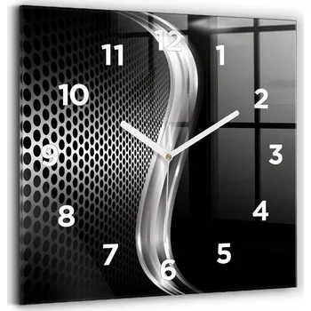 Hodiny Skleněné hodiny s motivem Moderní nástěnné hodiny Černá abstrakce kovu