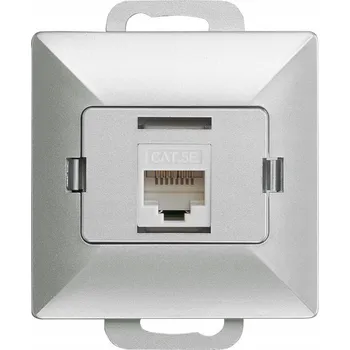 Elektrická zásuvka Internetová zásuvka nástěnná Abex stříbrná