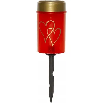 Svíčka Solární LED Hřbitovní Svíčka HEARTY červená IP44