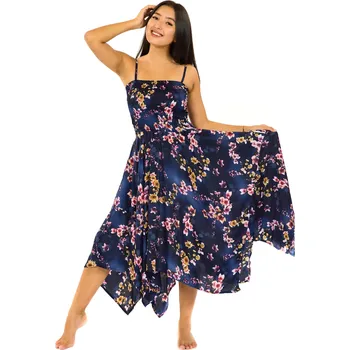 Dámské šaty Himalife Šaty-sukně 2v1 Dawa Soha - tmavě modrá Velikost: XXL/3XL - Móda pro plnoštíhlé, Oblečení nadměrné velikosti