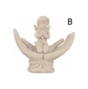 Andělíček modlící se v rozevřených dlaních s křížkem 9,5x10,5 cm Varianta: dlaních s křížkem 9,5x10,5 cm