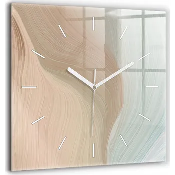 Hodiny Čtvercové skleněné nástěnné hodiny do kanceláře s grafikou Abstrakce vlny 60x60 cm