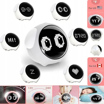 Budík BUDÍK PRO DĚTI EMOJI NOČNÍ LAMPA LED AKUMULÁTOR EMOTIKONY ALARM