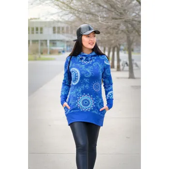 Dámská mikina Himalife Mikina Karina s maxi kapucí - královská modrá Velikost: 4XL - Móda pro plnoštíhlé, Oblečení nadměrné velikosti