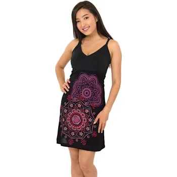 Dámské šaty Himalife Šaty Akaroa - černá s růžovou Velikost: S