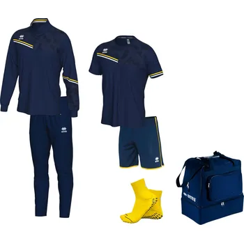 ERREA´ ERREA ELIAS Tréninkový set - senior BARVA: tmavě modrá - žlutá - bílá, Velikost: S Kompletní tréninkový set s mikinou, kalhotami, trikem, trenýrkami, ponožkami a taškou