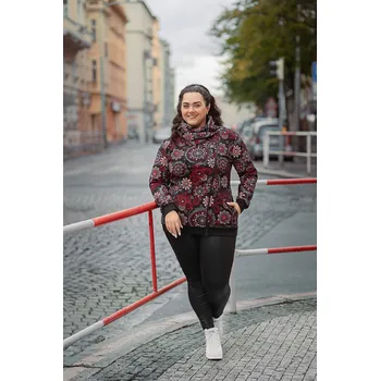 Dámská mikina Himalife Hřejivá mikina na zip s maxi límcem Tonga - černá s červenou XXXL