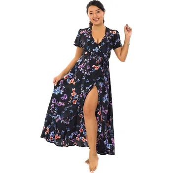 Dámské šaty Himalife Zavinovací šaty s volány Soha - černá Velikost: L