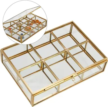 Obal pro sběratelský předmět SAFE Skleněná vitrína, v rozměru 16,5×12×3,8 cm, se zlatými mosaznými obrubami