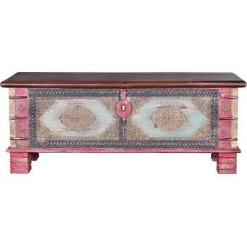 Truhla Vintage dřevěná truhla Macue Red 116cm mango