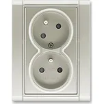 Zásuvka dvojnásobná bezšroubová, s clonkami, s natočenou dutinou ABB Time 5513F-C02357 32 starostříbrná