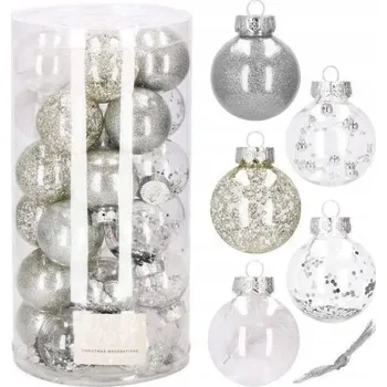 Vánoční dekorace Zdobená Vánoční Koule , Průhledná Vánoční Koule , Sady 6 cm 30 ks