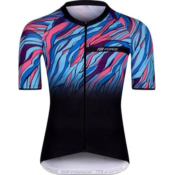 cyklistický dres FORCE Pánský dres s krátkým rukávem FORCE LIFE, černo-modro-růžový - M