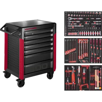 KRAFTWERKTOOLS Dílenský vozík PT800 7 zásuvek + nářadí 7 modulů 189ks PROFI Line