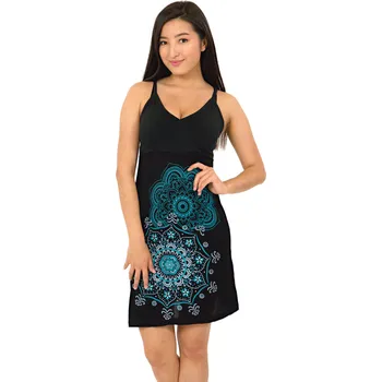 Dámské šaty Himalife Šaty Akaroa - černá s tyrkysovou Velikost: L