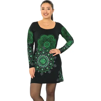 Dámské šaty Himalife Šaty Noelani - černá se zelenou Velikost: L