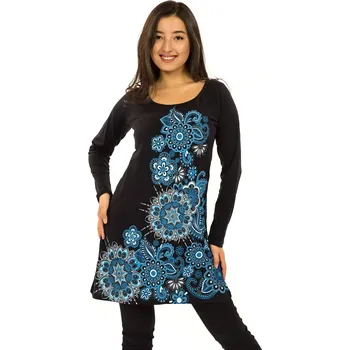 Dámské šaty Himalife Tunika Waimea - černá s modrou Velikost: 4XL - Móda pro plnoštíhlé, Oblečení nadměrné velikosti