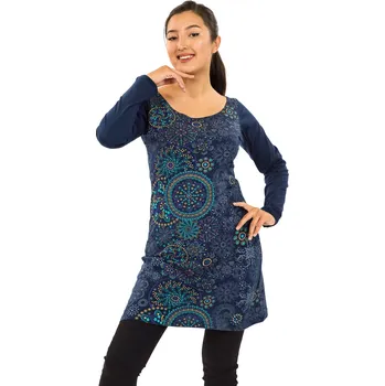 Dámské šaty Himalife Tunika Keola - tmavě modrá Velikost: 3XL - Móda pro plnoštíhlé, Oblečení nadměrné velikosti