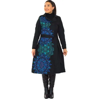 Dámský kabát Himalife Podzimní/zimní kabát Princess - černá s tyrkysovou a fialovou Velikost: M