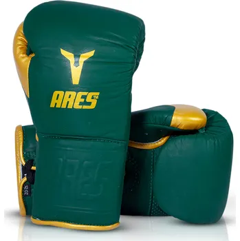 Boxerské rukavice Šněrovací rukavice Ares Kratos - zelené / zlaté
