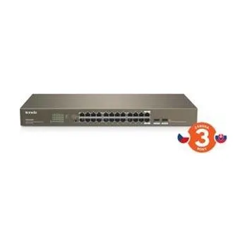 Switch Tenda TEG1024F - 22-port Gigabit Ethernet Switch + 2x Combo SFP/RJ45, 10/100/1000 Mbps, Fanless, Rackmount, Kov