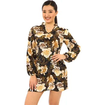 Dámské šaty Himalife Košilové šaty Růže - černá se zlatou a bílou Velikost: L