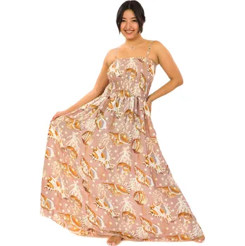 Dámské šaty Himalife Dlouhé šaty s kapsami Mušle - pudrová růžová Velikost: L/XL - Móda pro plnoštíhlé, Oblečení nadměrné velikosti