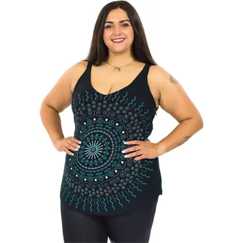 Dámské šaty Himalife Mini šaty Trisha - černá s tyrkysovou Velikost: XL - Móda pro plnoštíhlé, Oblečení nadměrné velikosti