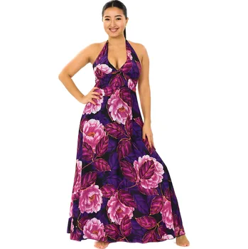 Dámské šaty Himalife Šaty se zavazováním za krk Corina - fialová s růžovou Velikost: S/M