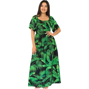 Dámské šaty Himalife Dlouhé šaty Jungle - černá se zelenou Velikost: S/M