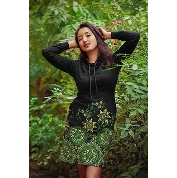 Dámská mikina Himalife Šatomikina s maxi límcem Siena - černá s limetkovou Velikost: XXL - Móda pro plnoštíhlé, Oblečení nadměrné velikosti