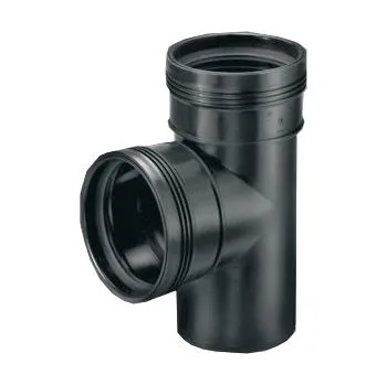 Černý PP T-kus Ø 110 mm 90°, 2x hrdlo