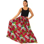 Himalife Maxi sukně s kapsami Vlčí mák - červená s bílou Velikost: S/M