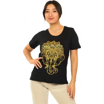 Dámské tričko Himalife Tričko s krátkým rukávem Slon - černá se zlatou Velikost: L