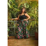 Himalife Maxi sukně s kapsami Luční květy - černá s barvami Velikost: L/XL - Móda pro plnoštíhlé, Oblečení nadměrné velikosti