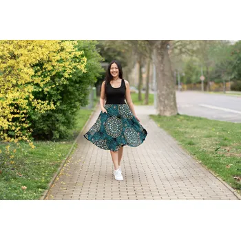 Dámské šaty Himalife Šaty s kapsami Aika - černá s tyrkysovou a béžovou Velikost: XXL - Móda pro plnoštíhlé, Oblečení nadměrné velikosti